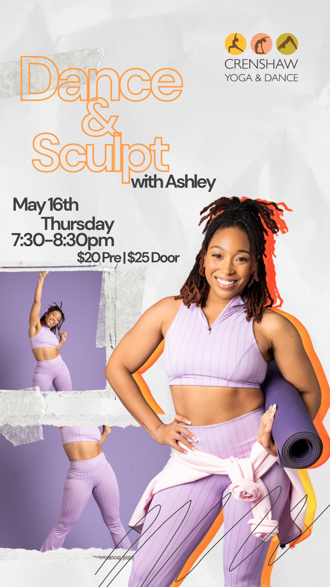 Let's Dance and Sculpt Thursday, May 16th 7:30pm with Ashley.  Presale $20/ Door $25