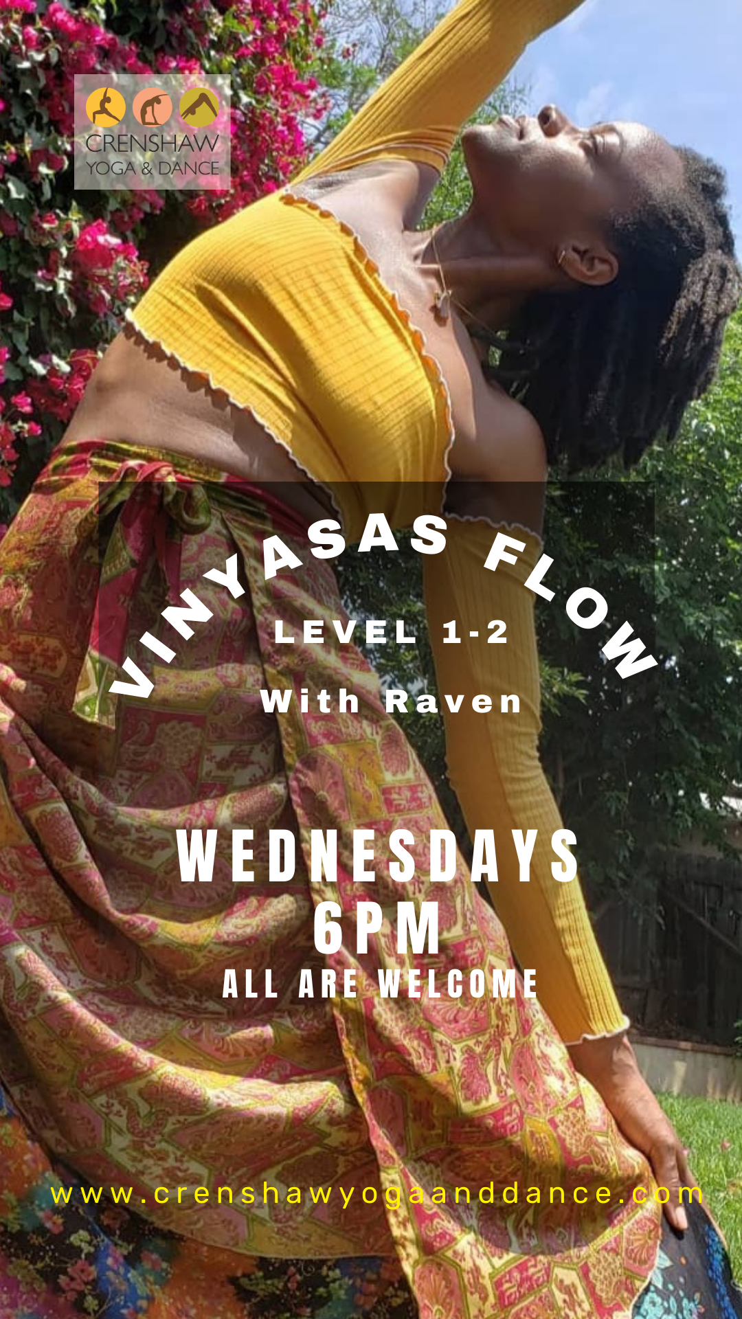 Vinyasa Flow 1-2 with Raven! Starts Wednesdays, November 6pm