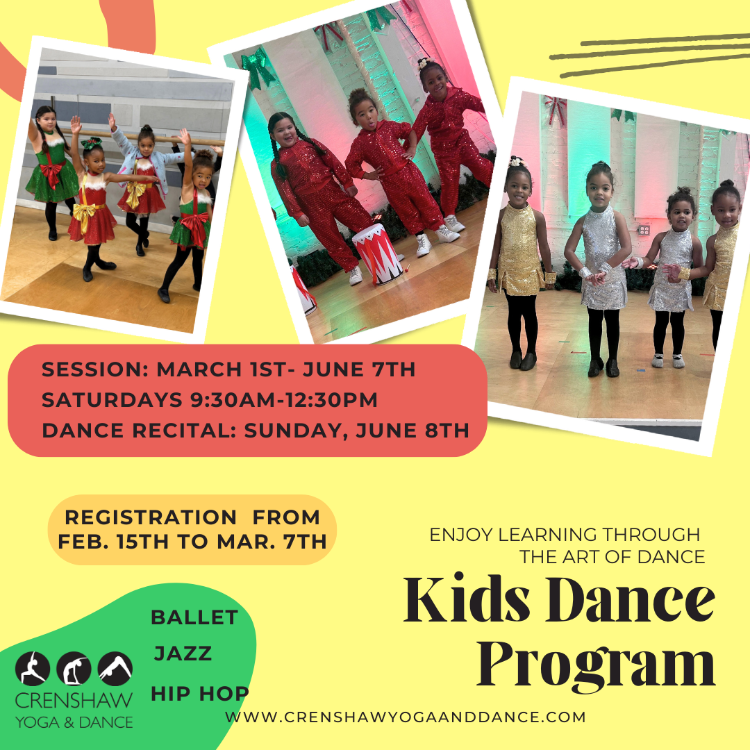 Spring 2025 Kids Dance Program. First day of Instruction March 1st.  Register by March 7th.